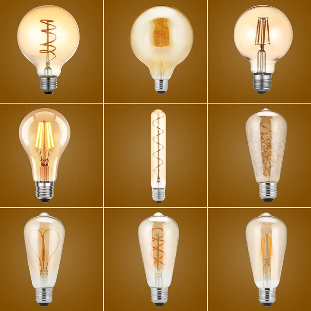 E27 LED Glühbirne Vintage Edison Filament Retro Leuchtmittel Warmweiss Bernstein