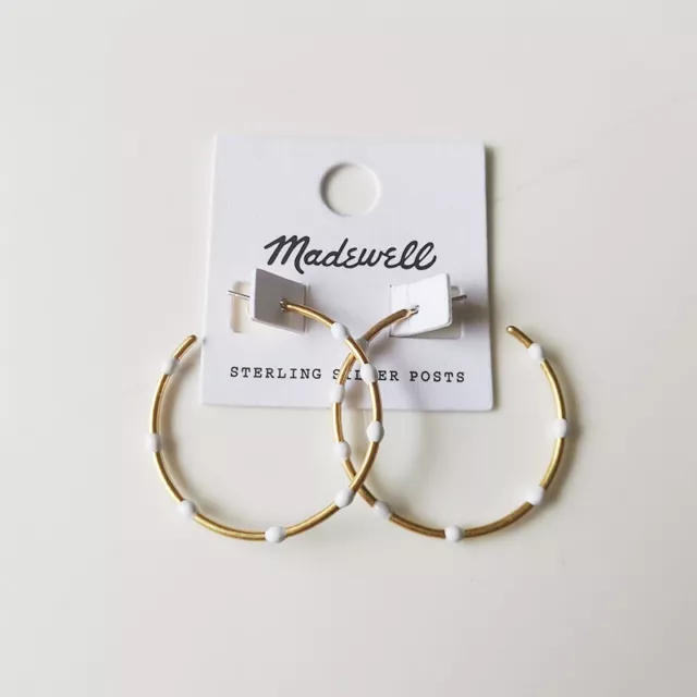 New 40mm MadeWell Enamel Hoop Earrings Gift Vintage Women Party Holiday Jewelry