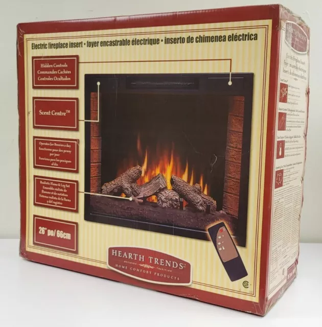 26" Flat Ventless Insert Heater Electric Fireplace Firebox Hearth Trends Remote