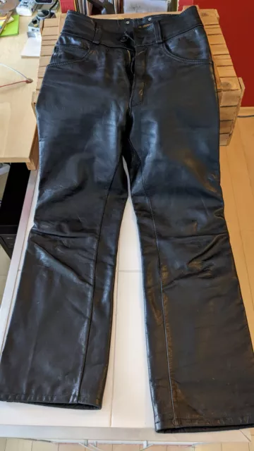 Erdmann - Schwarze Motorrad Lederhose / Lederjeans - Schlanke Damen Größe 36