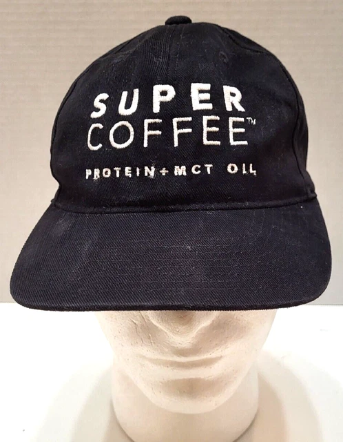 Super Coffee Hat Strap back hook and loop adjustable  Ball Cap Black