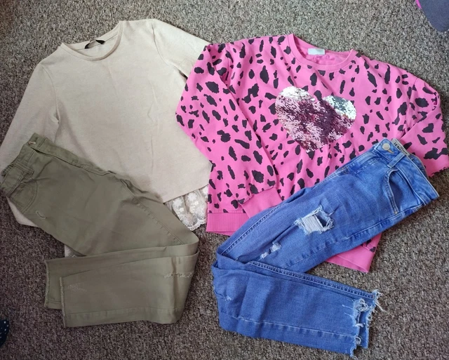 Pacchetto abiti da ragazza maglioni George/Matalan e jeans nuovi look/denim 11-12 anni