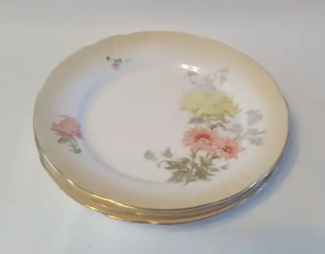 3 Antique Doulton Burslem Salad Plates Floral Pattern A8356 (approx 9 ins)