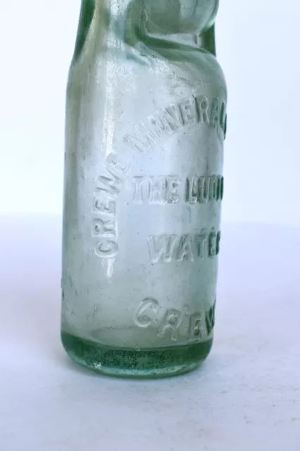 Vintage Crewe Mineral Water Co Ludford Eaux Codd Cou Marbre Bouchon Colle " F34 2