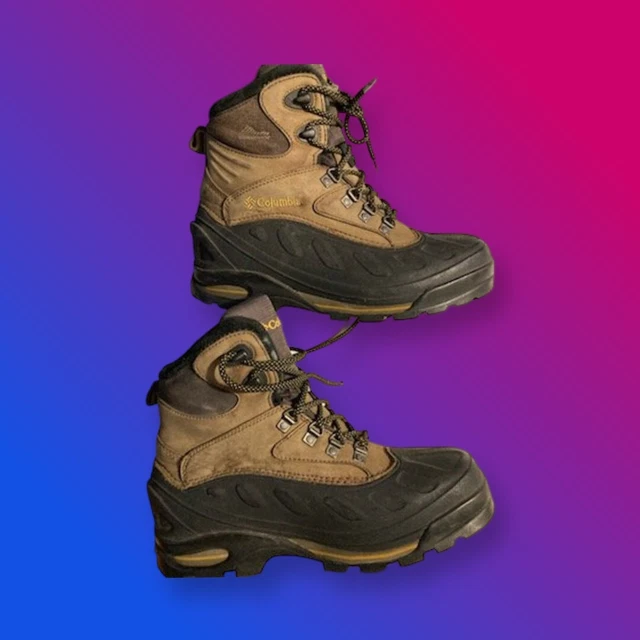 COLUMBIA MEN'S BROWN Leather Bugabootoo Mid Hiking Boots Size 9 US £27.