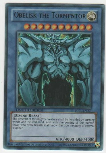 Yugioh! LP Obelisk the Tormentor - LC01-EN001 - Ultra Rare - Limited Edition Lig