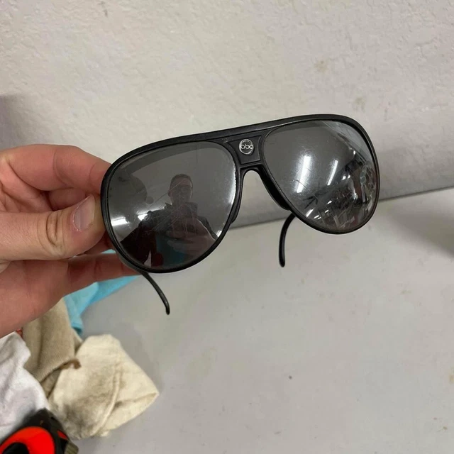 VTG Black ABC Studios Aviator Style Sunglasses Reflective Flip Up Aviators HN