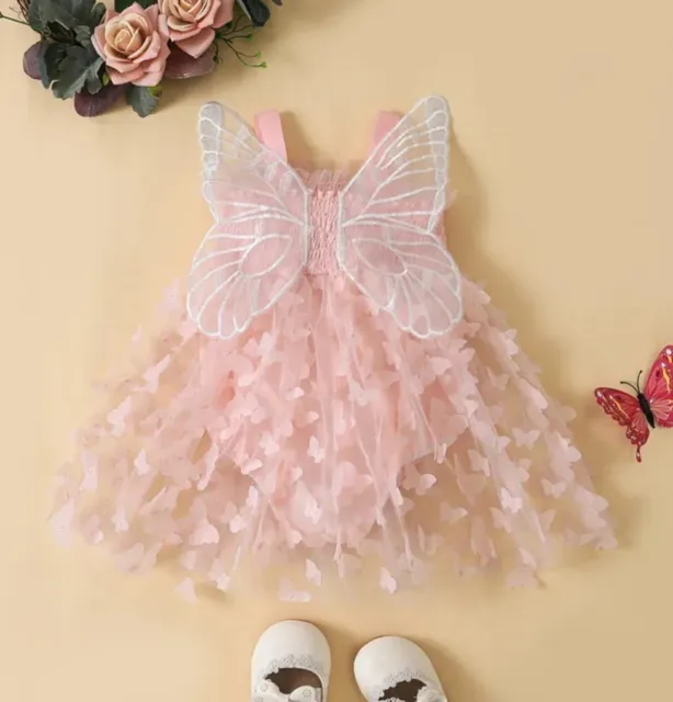 Baby Girl 1st Birthday Fairy Dress Butterfly Party Tutu Dress Girls Cake Smash