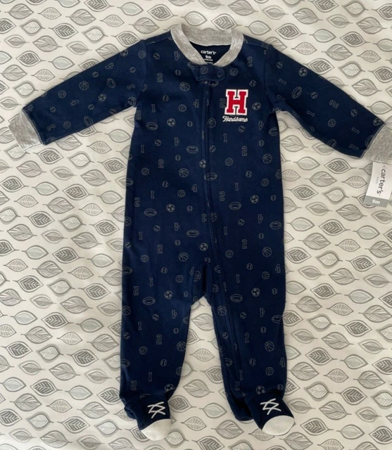 NWT 6 9 Months CLEATS footed Carters Soccer FOOTBALL Blue Sleeper baby boy