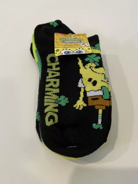 NWT SPONGEBOB SQUAREPANTS Ladies 3 Pair Of ST. PATRICKS DAY No Show Socks