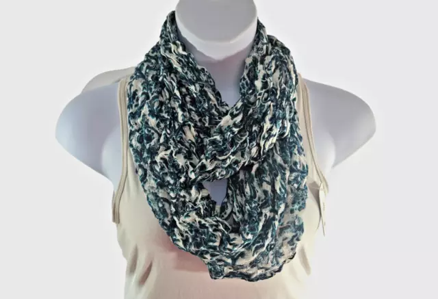 Charming Charlie Blue Multicolor Geometric Patterned Infinity Scarf Lightweight