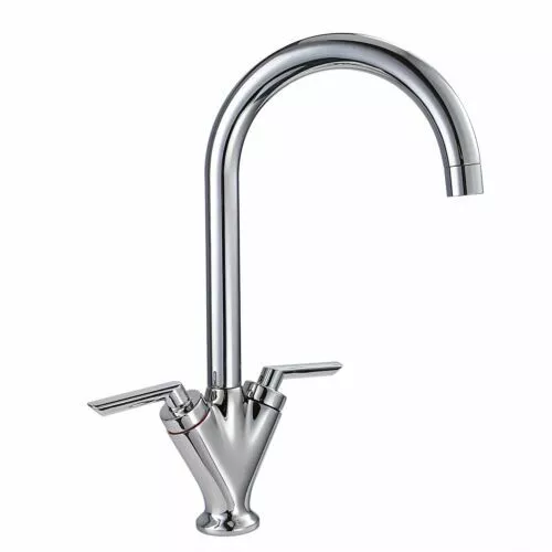 Hapilife Twin Lever Swivel Spout Modern Kitchen Sink Basin Mixer Tap