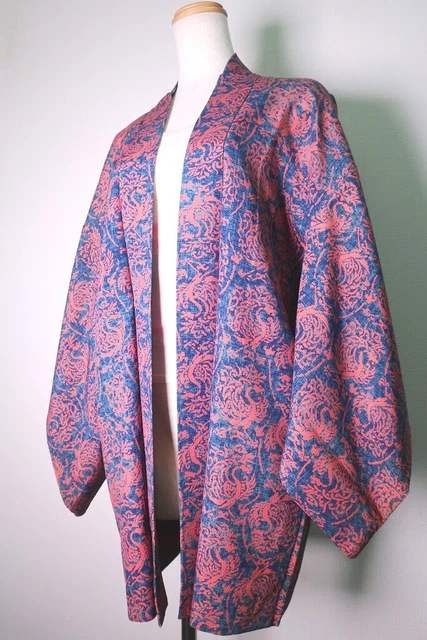 8735J5 Silk Vintage Japanese Kimono Haori Jacket Birds