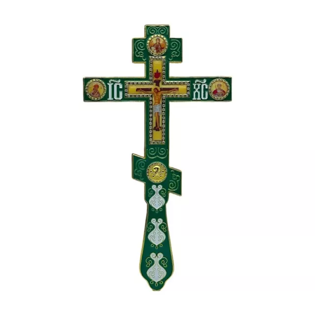 Altar Cross Holy Orthodox Crucifix Jesus Christ Church Decor Catholic -Green Oil