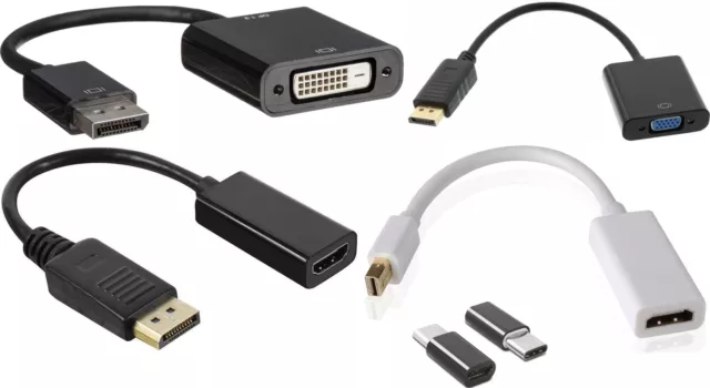 DisplayPort HDMI DVI VGA Adapter Converter Convertion Plug Mini DP Display Port