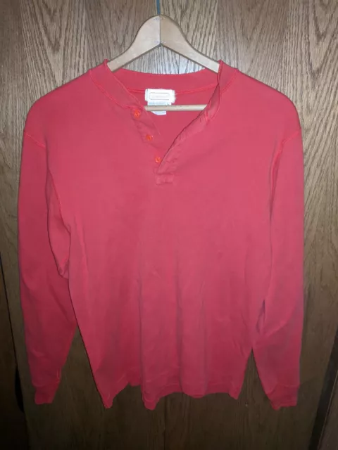 Vintage Oakbrook Sz L Red Shirt comfy lounge 80s 90s Henley cotton unisex