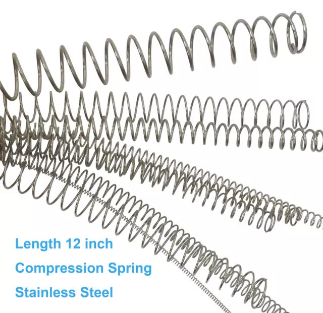 12'' inch L Compression Spring Stainless Steel Pressure Springs Wire Dia 2mm-6mm
