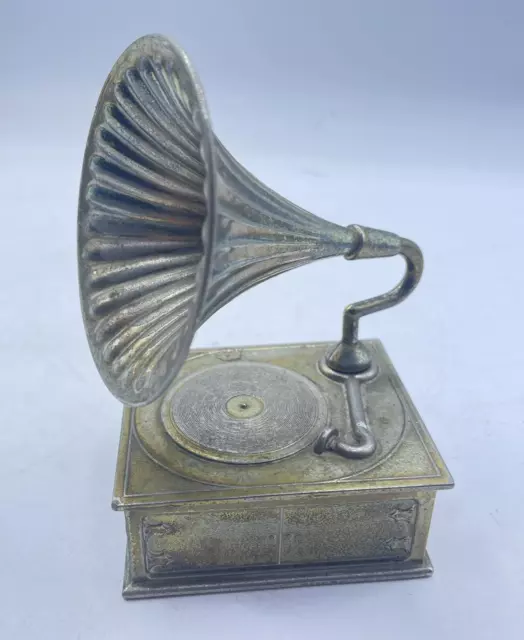 Brass Gramophone Wind-up Record Player Collectable Ornament Retro Reproduction