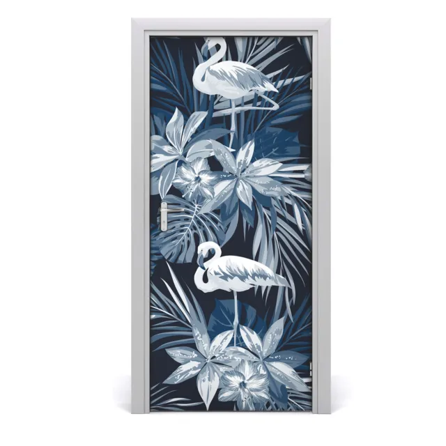 Pegatinas Para Puertas de Autoadhesivo Murales  95x205 cm Flores y flamencos