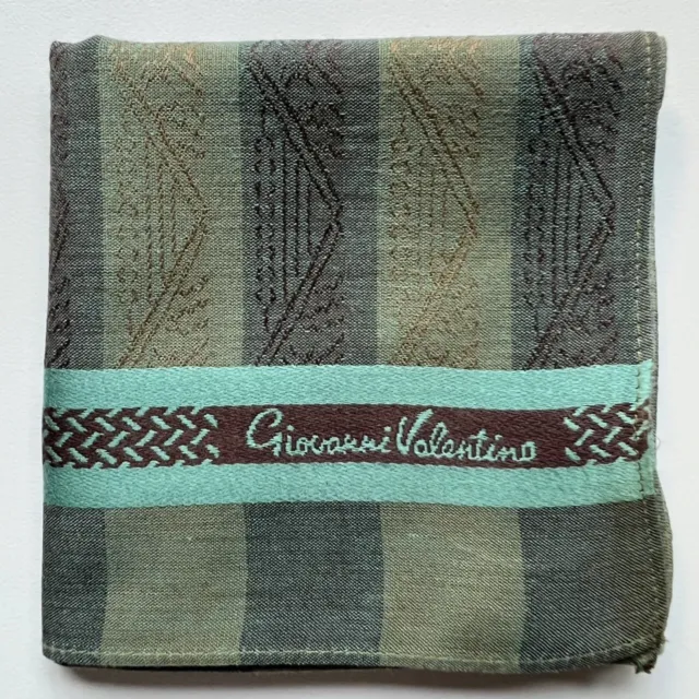 Handkerchief Men's Cotton Vintage Art Green Striped Line Pocket Square 17"