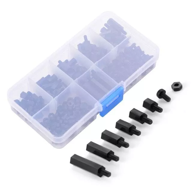 M3 Nylon Hex Male-Female Spacer Standoffs Screw Nut Assortment Kit Black 2