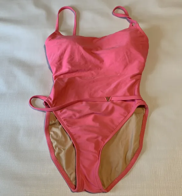 Vtg 90s Cole of California Bathing Suit 36B Maillot One Piece Swimsuit Pink USA