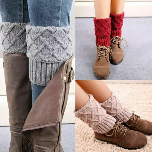 Womens Winter Casual Ankle Leg Warmers Crochet Knitted Boot Cuffs Toppers Socks~ 2