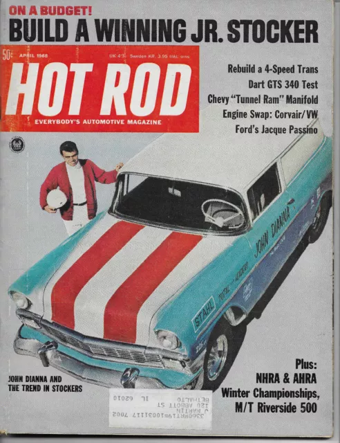 Vintage HOT ROD Magazine April 1968 Dart GTS 340 Corvair VW Engine Swap