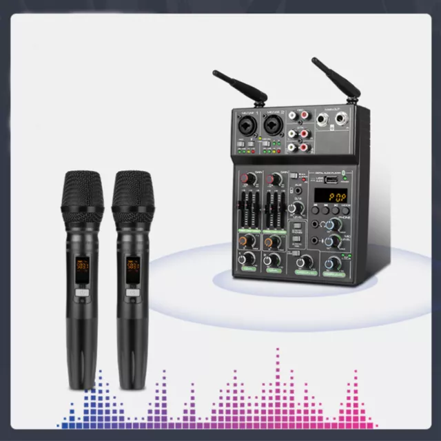 Professional Audio Mixer Bluetooth USB DJ Console 4 Channel Karaoke Live Studio