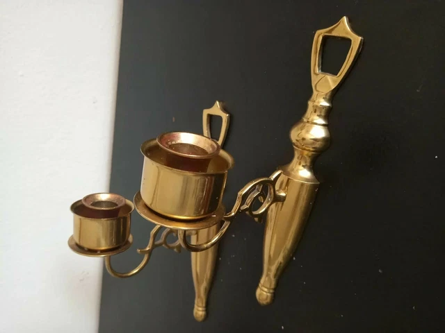 Pair of Beautiful Brass Sconce Wall-mount Candles Holders