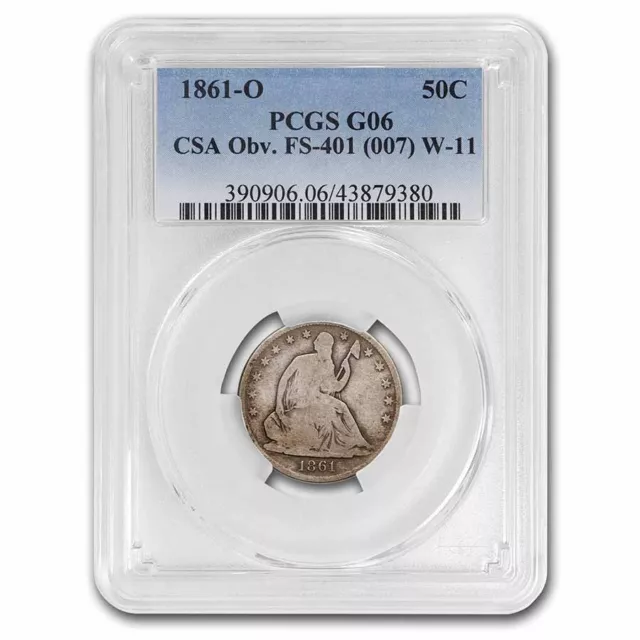 1861-O Liberty Seated Half Dollar G-06 PCGS (CSA Obv)