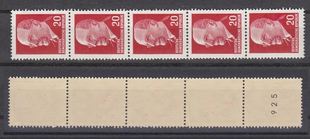 DDR 848 YK RM 5er Streifen ungerade Nummer kopfstehend Walter Ulbricht 20 Pf **