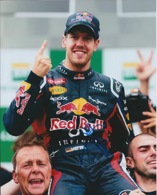 Sebastian Vettel SIGNED AUTOGRAPH World Champion RARE 10x8 Photo AFTAL COA