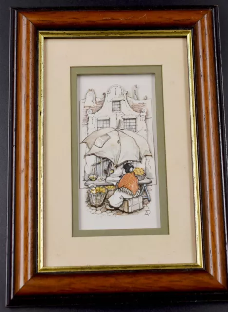 ANTON PIECK 1895-1987 schönes altes 3D-Bild Diorama im Rahmen Shadowbox Artwork