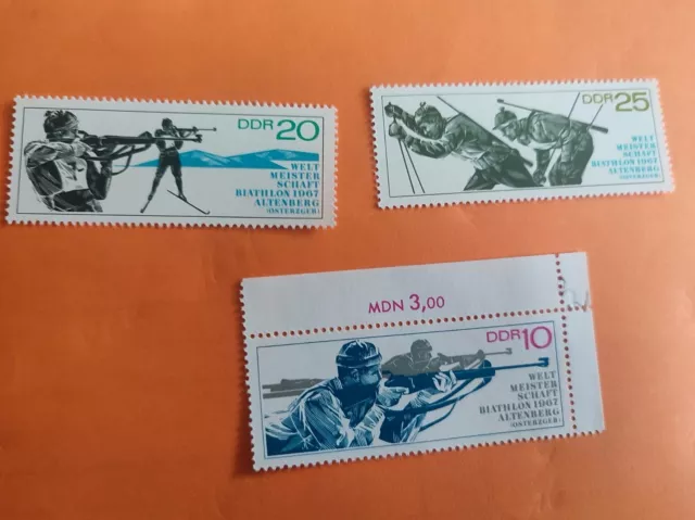 DDR 1967 Mi.Nr. 1278-79, 1251-53, Friedensfahrt, Biathlon WM