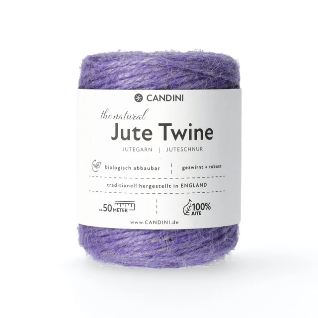 Jutegarn - lavendel, 50m, 2-3mm Jute - Schnur Kordel Paketschnur Bastelschnur