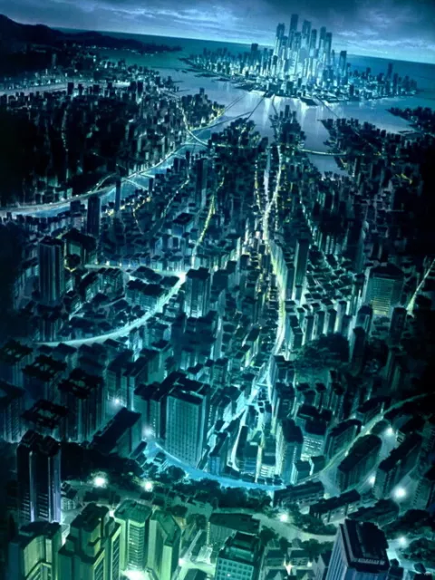V6415 Night City Lights Skyscrapers Anime Manga Art Decor WALL POSTER PRINT UK