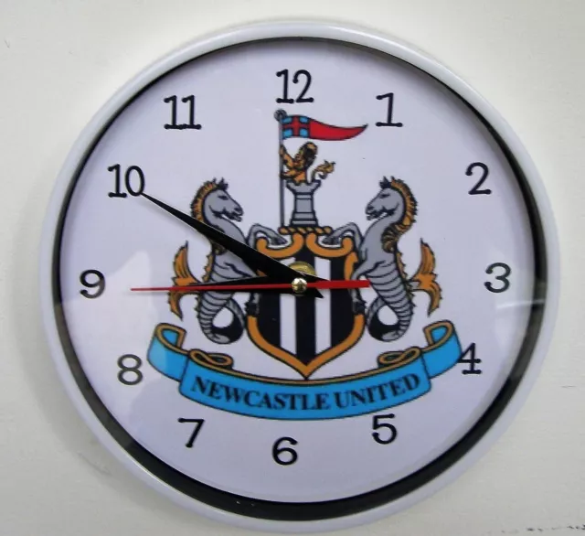 Newcastle United FC clock 8 inch dia battery operated white