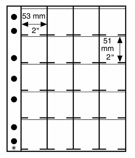 Leuchtturm Fundas Grande 20 Compartimentos para Portamonedas 50mm 5er-Pack