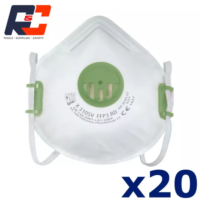 FFP3 Dust masks Ideal Size Mask Comfort Fit  European Made Reusable (Pack of 20)