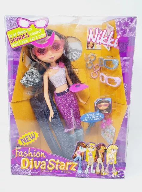 Mattel 2003 Fashion Diva Starz NIKKI Talking 12” Doll NOB Shades of Fashion VTG