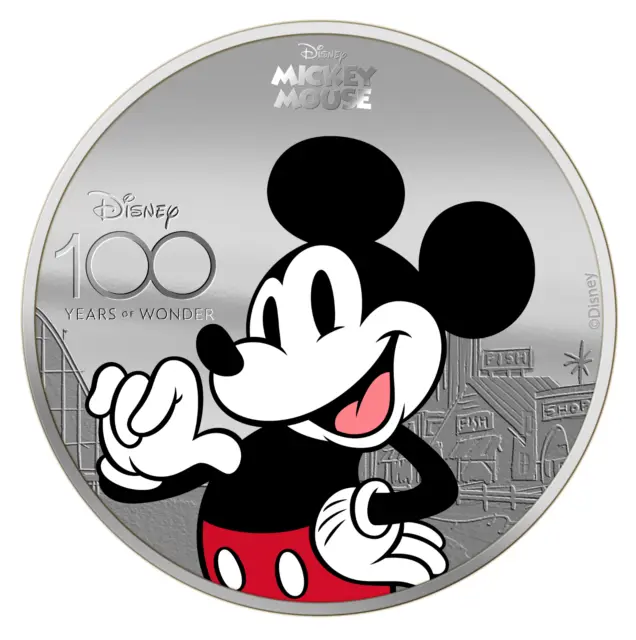 Salomon Islands 100 Jahre Disney Mickey Mouse  2023 1 Oz Silber Color mit OVP