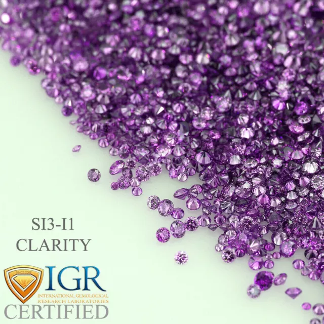 CERTIFIED Round Fancy Purple Color 100% Loose Natural Diamond Wholesale Lot