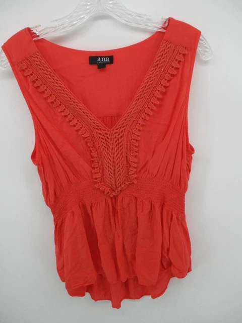 Ana XL Sleeveless V Neck Empire Waisted Tank Blouse