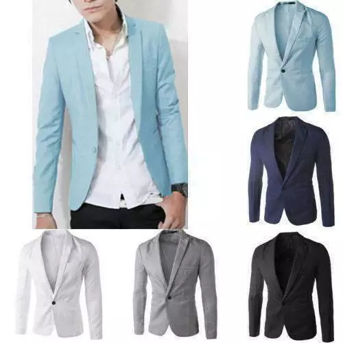 Mens Business Formal Blazer Dress Suit Coat Jacket Casual One Button Outwear AU