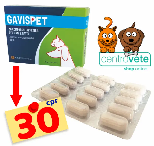 Gavispet  30 compresse per Cani e Gatti → Acidità gastrica e cattiva Digestione