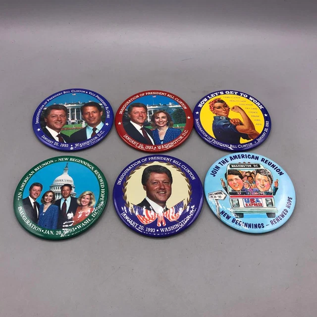 Lotto Di 6 Inaugurazione Bill & Hillary Clinton/Al & Tipper Gore 1993 Pinback