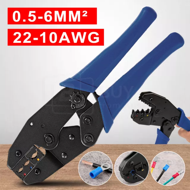 0.5-6mm² Insulated Cable Crimping Crimper Hand Tool Wire Terminal Pliers Ratchet