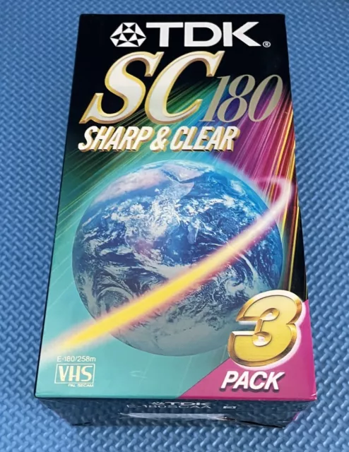 TDK SC180 Sharp & Clear E-180SCAA Blank VHS Tape Sealed 3 Pack