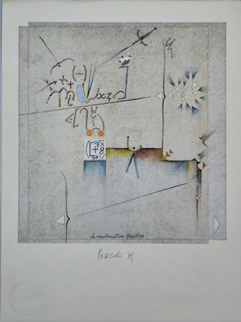 Tullio Origina (1936) Litografía Opera Bolaffi Arte Firmada Número "Matemáticas"